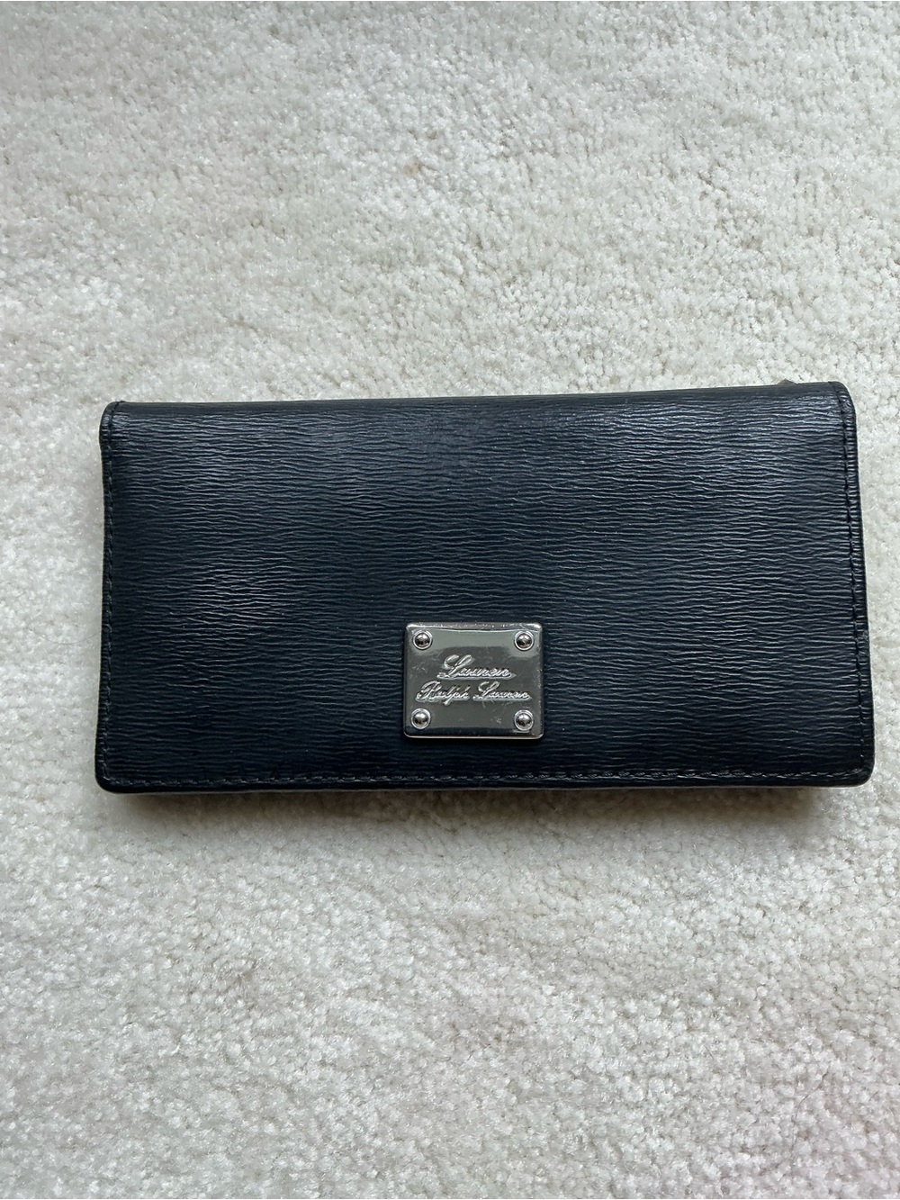 LAUREN RALPH LAUREN BLACK LEATHER CONTINENTAL WALLET ARD HOLDER